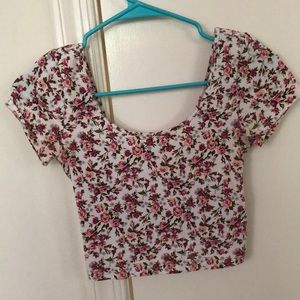 Forever 21 pink flowered crop top